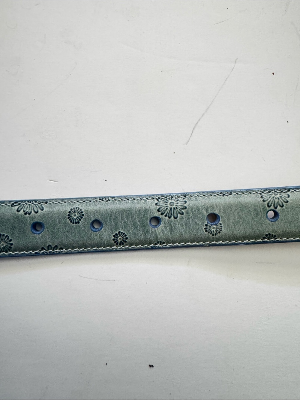 Brighton Blue Floral Leather Daisy Charms Belt size ML 32 - Picture 4 of 7